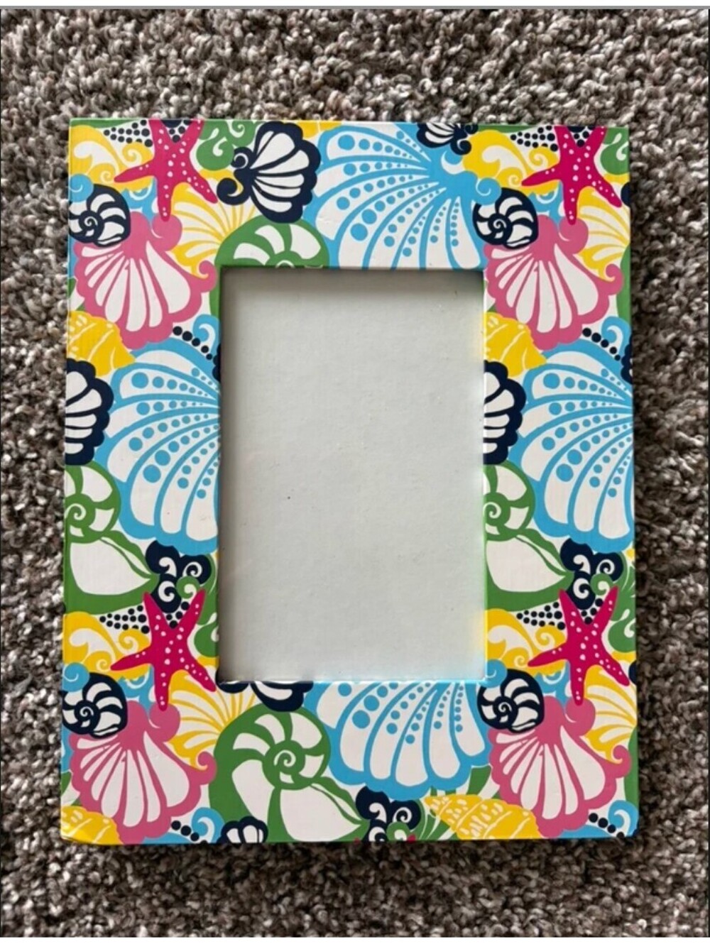 Lilly Pulitzer Multi Color Picture Frame with Nautical Shell and Starfish Design